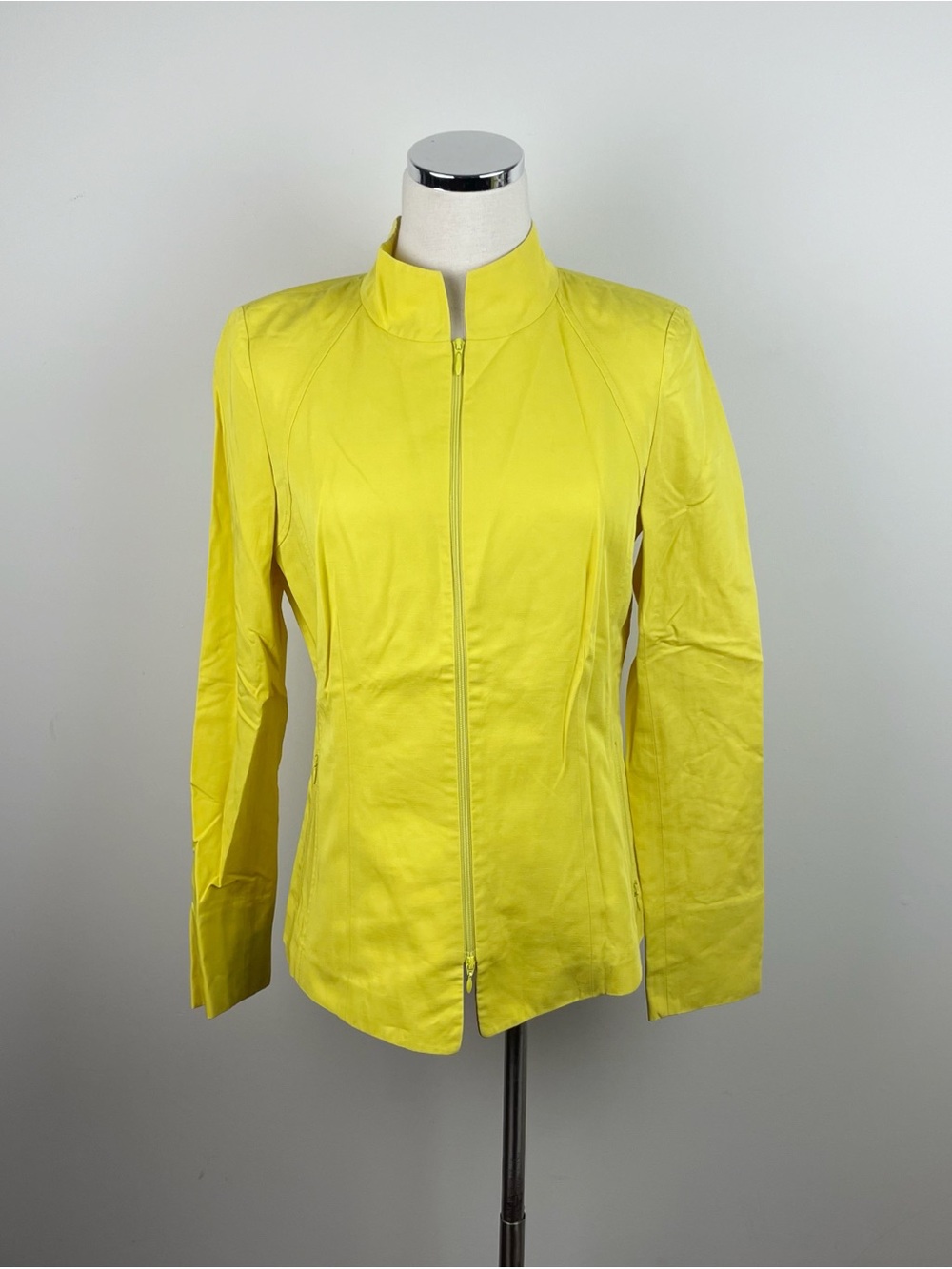 Lafayette 148 New York Solid Yellow Full Zip Jacket Women Size 4 Designer
